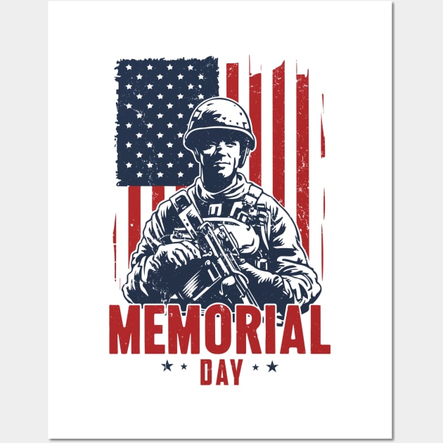 Memorial Day Soldier American Flag Wall Art by hippohost